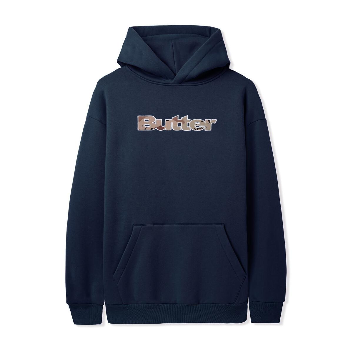 Butter Goods Logo Camo Applique Pullover Hood - Navy