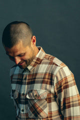 Brixton Bowery L/S Flannel - Whitecap/Pinecone Brown/Burro