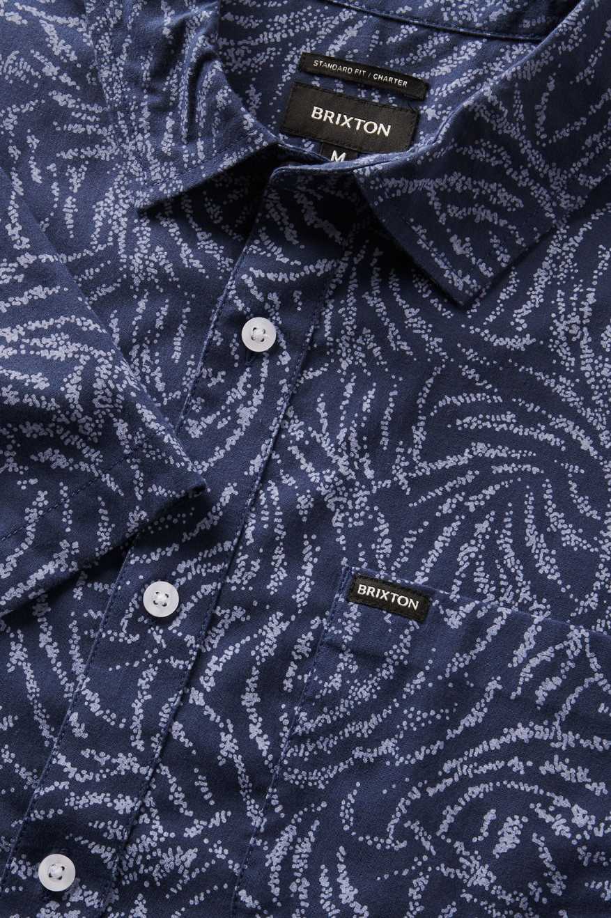 Brixton Charter Print S/S Woven - Washed Navy/Dusty Ripple