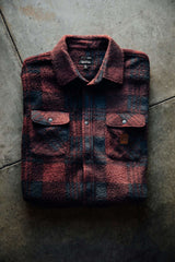 Brixton Bowery Arctic Stretch L/S Fleece - Cordovan Red/Washed Navy Plaid