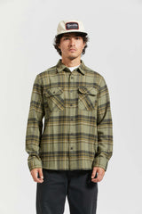 Brixton Bowery L/S Flannel - Vetiver/Laurel Wreath/Washed Black