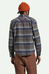 Brixton Builders Bowery Stretch Water Resistant L/S Flannel - Washed Navy/Black/Coronet Blue