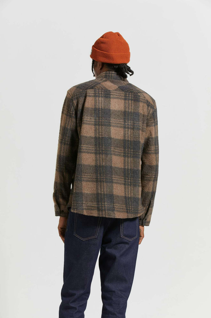 Brixton Bowery Arctic Stretch L/S Fleece - Burro Brown/Black Plaid