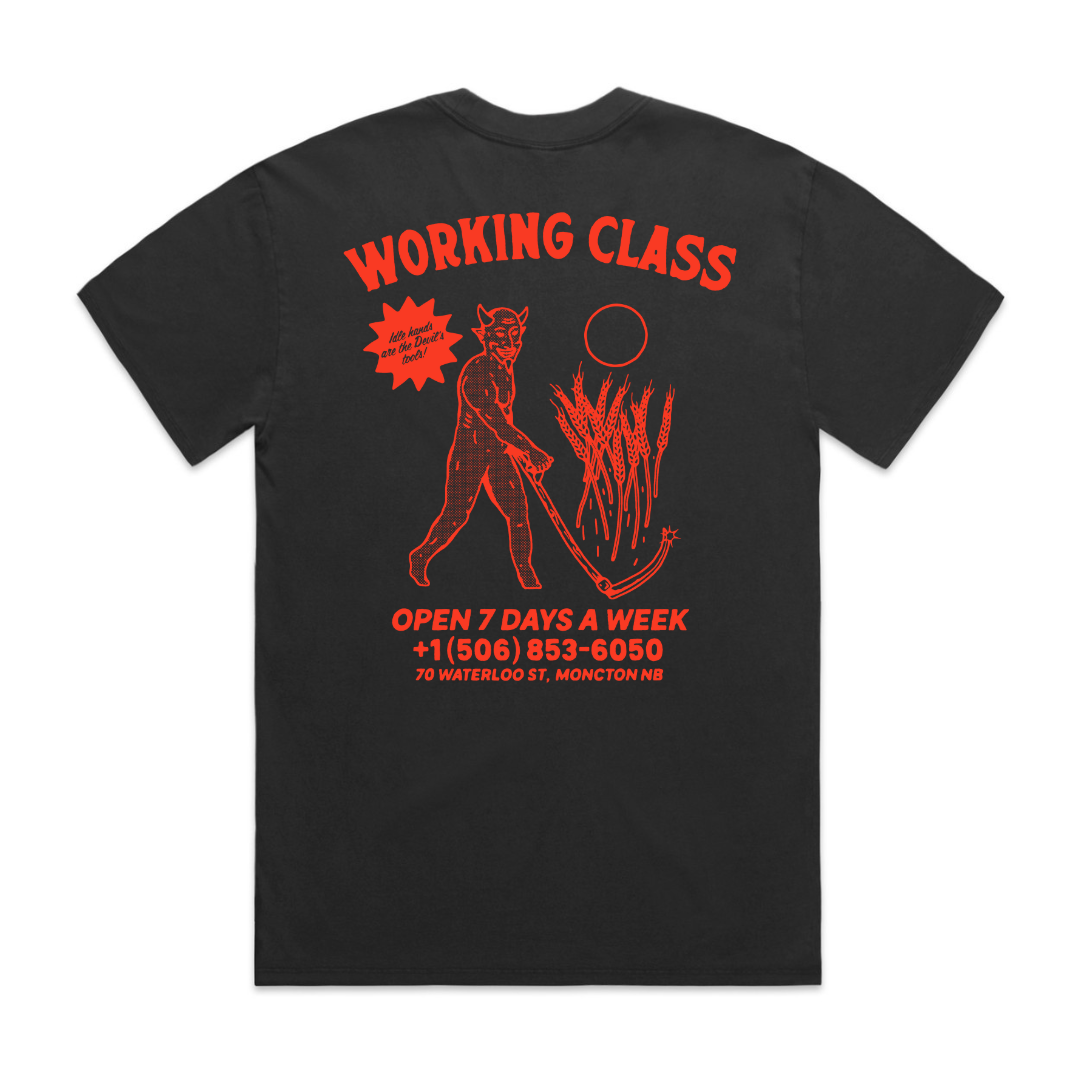 Working Class Wheat Demon Tee - Faded Black/Blood Red