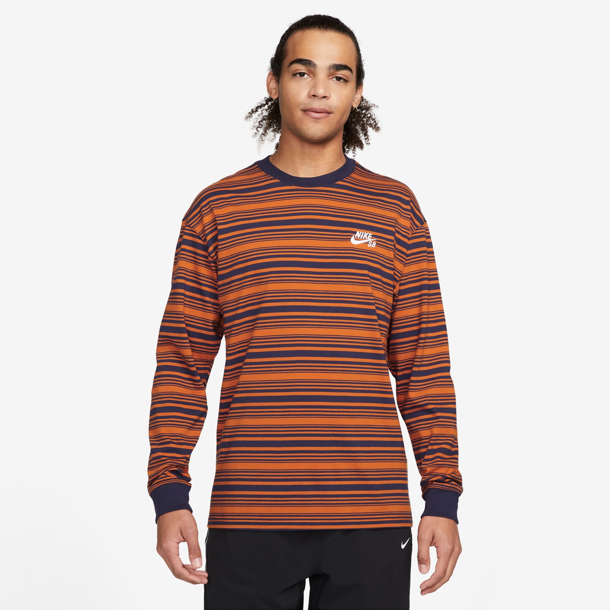 Nike SB Long-Sleeve Skate T-Shirt - Purple Ink/Campfire Orange