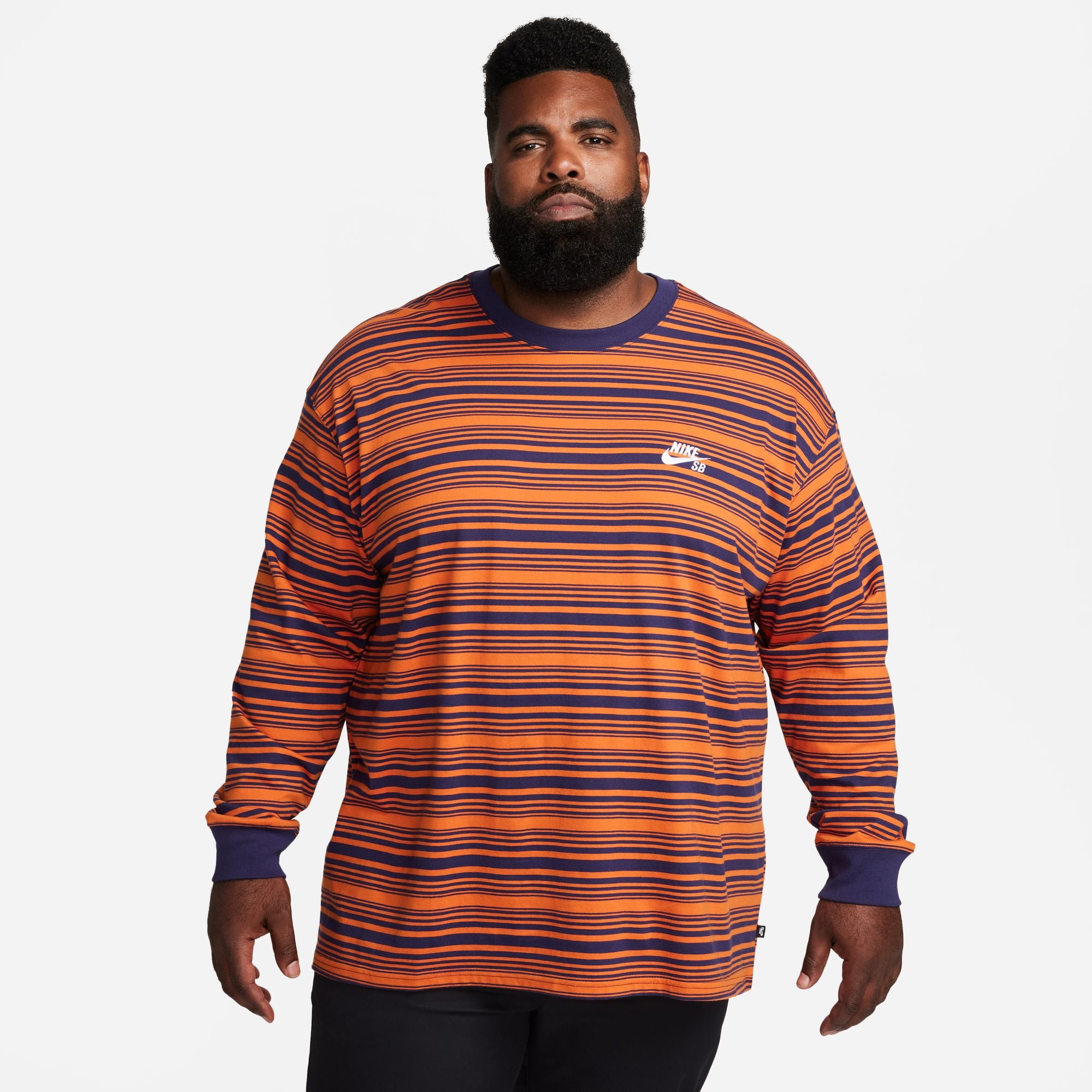 Nike SB Long-Sleeve Skate T-Shirt - Purple Ink/Campfire Orange