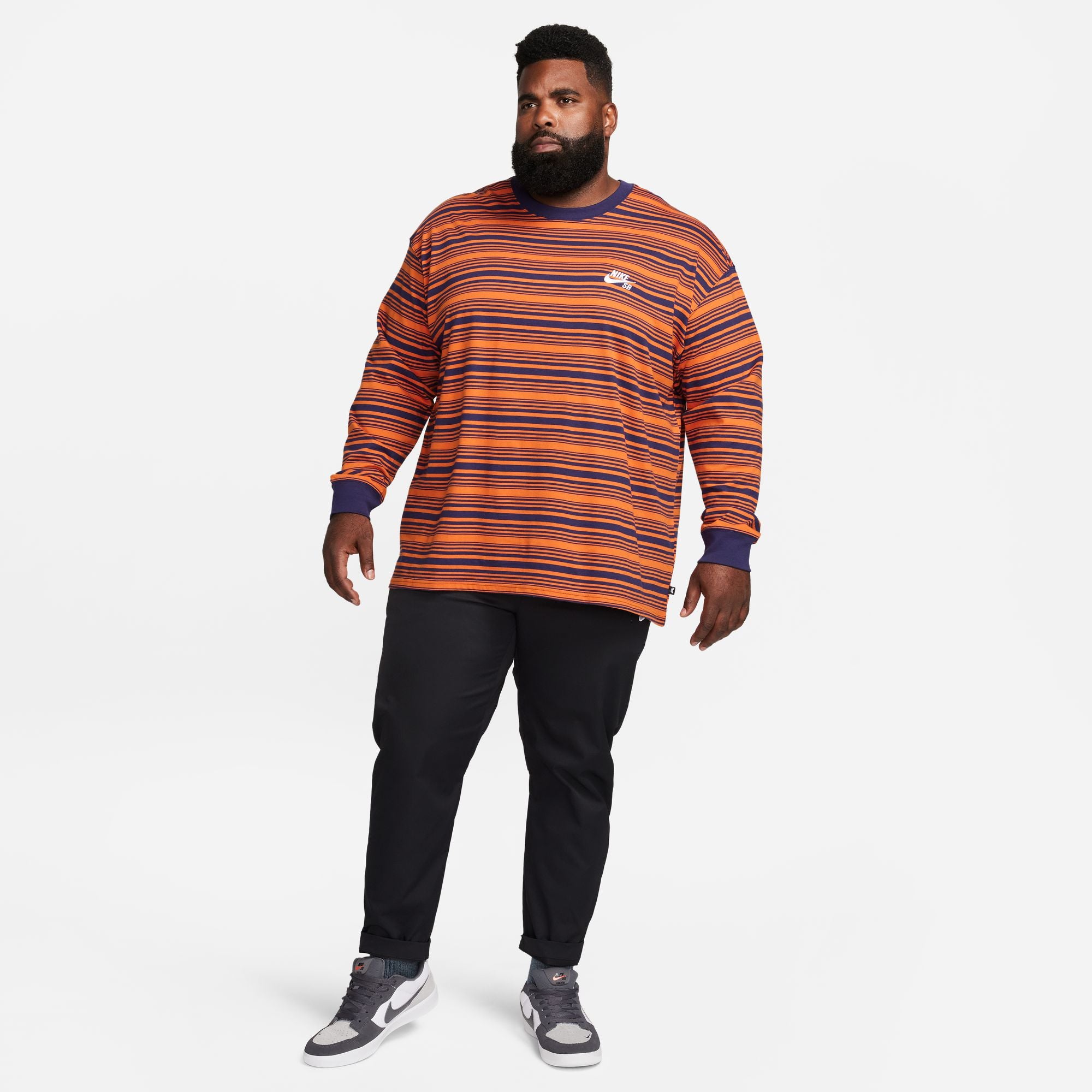 Nike SB Long-Sleeve Skate T-Shirt - Purple Ink/Campfire Orange