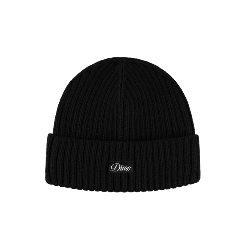 Dime Cursive Fold Beanie - Black