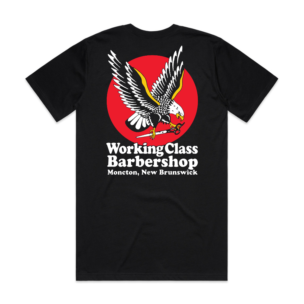 Working Class Barbershop Eagle Tee - Black/White/Red/Yellow