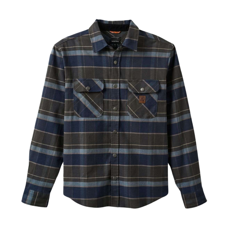 Brixton Builders Bowery Stretch Water Resistant L/S Flannel - Washed Navy/Black/Coronet Blue