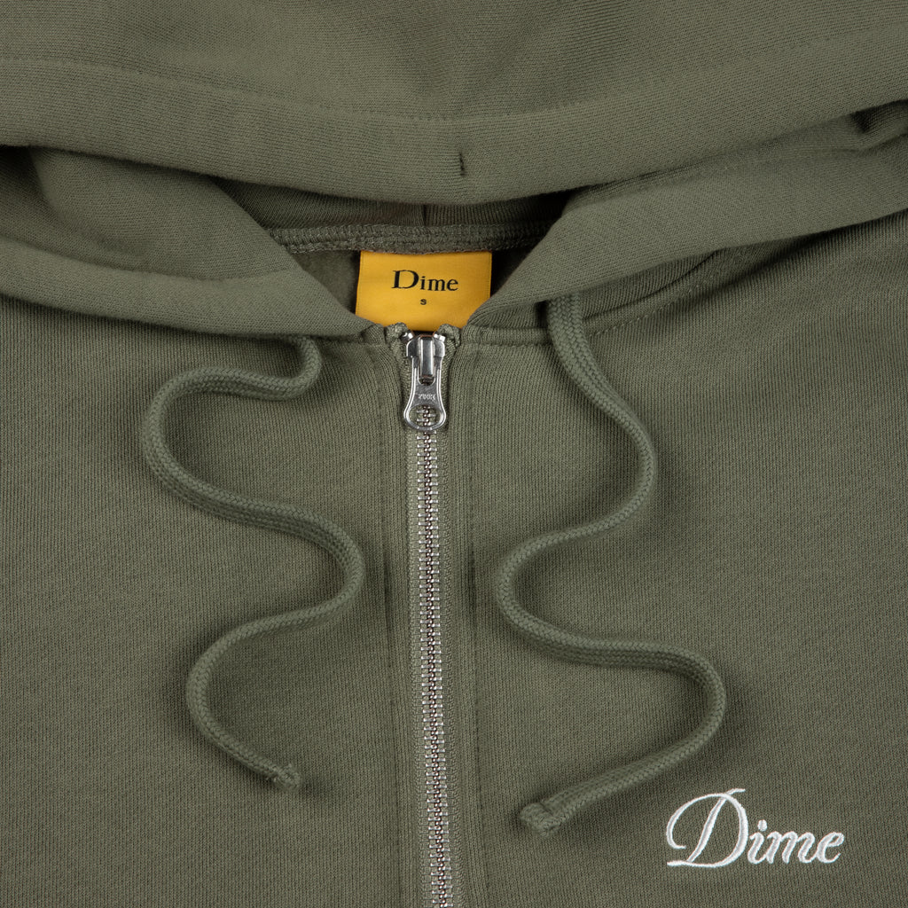 Dime Cursive Zip Hoodie - Army Green