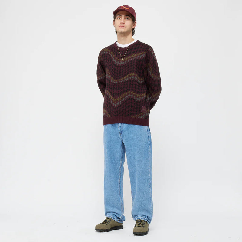 Dime Houndstooth Knit - Burgundy