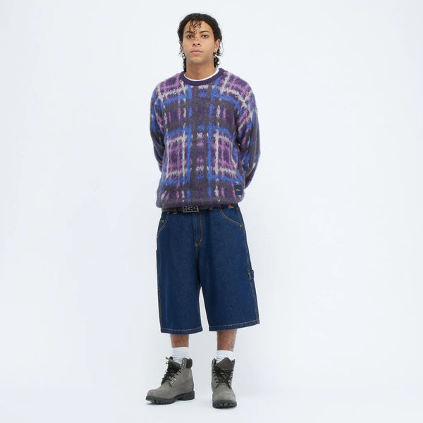 Dime Plaid Mohair Knit - Purple