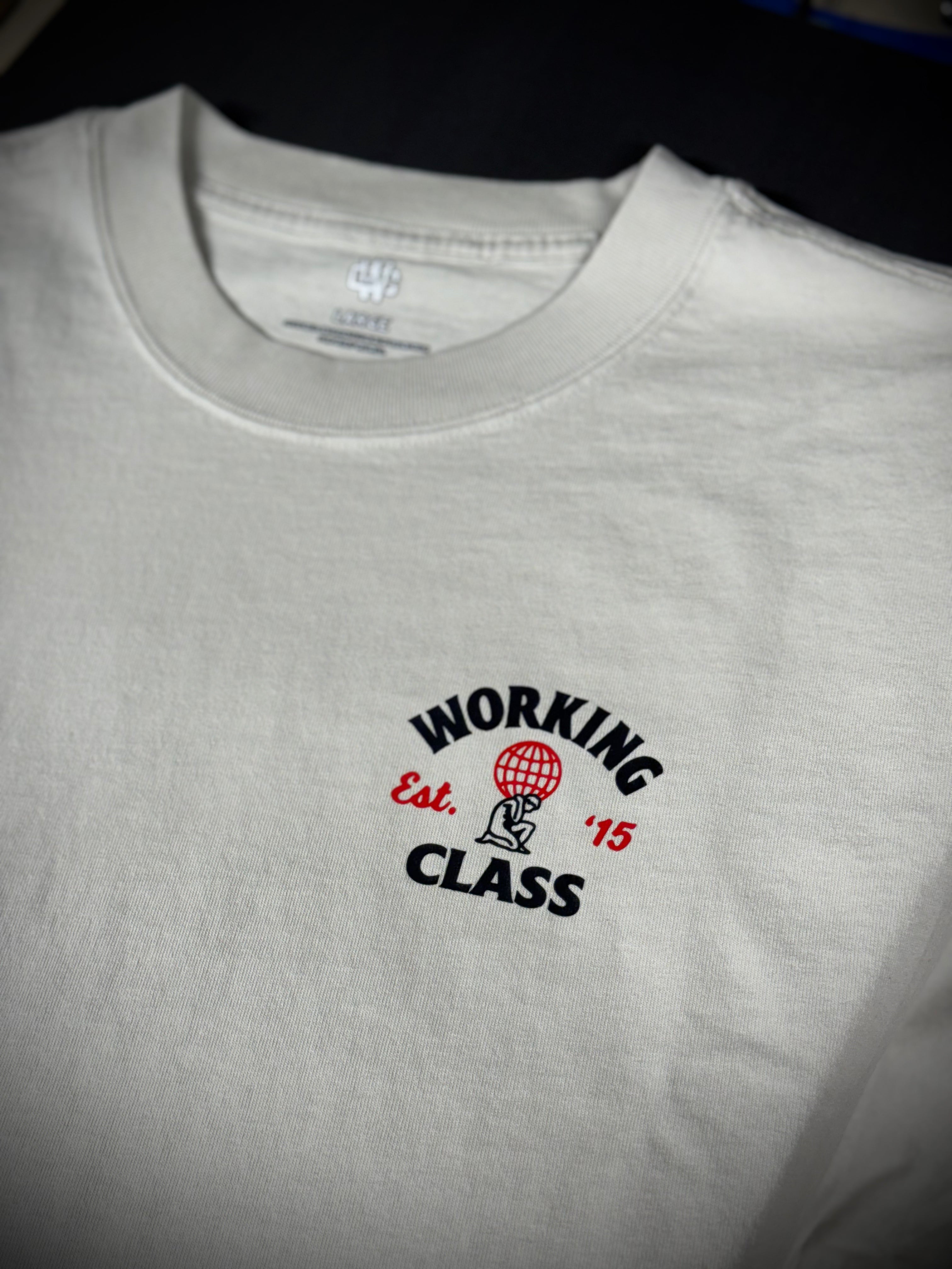 Working Class Heavy Atlas Tee - Faded Bone/Navy/Orange