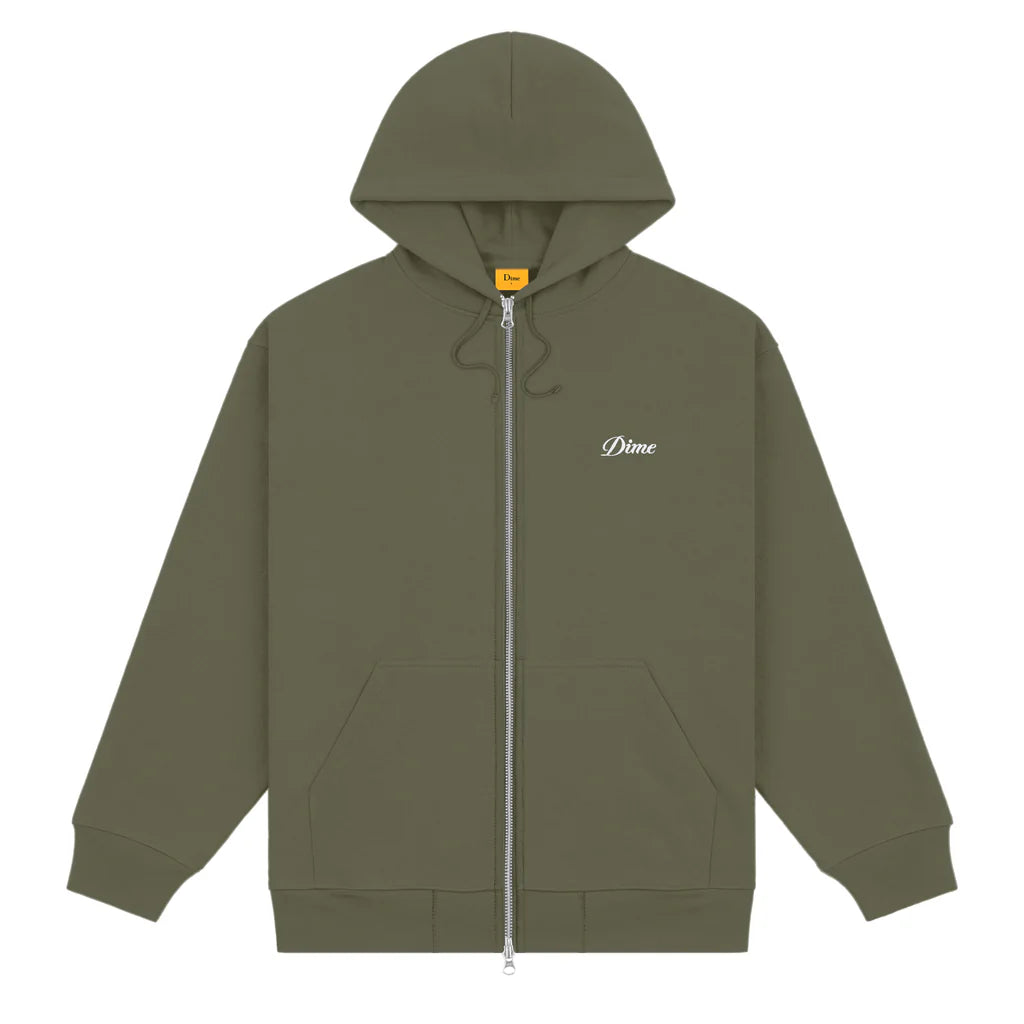 Dime Cursive Zip Hoodie - Army Green