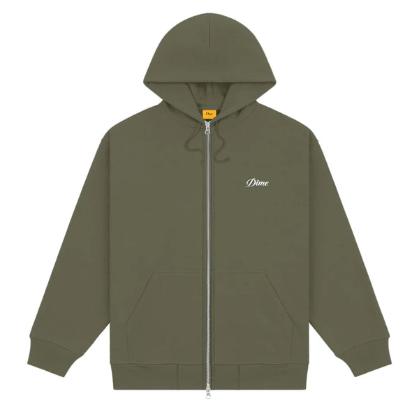 Dime Cursive Zip Hoodie - Army Green