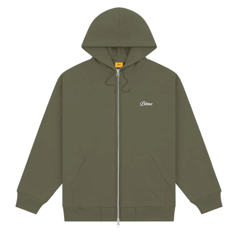 Dime Cursive Zip Hoodie - Army Green