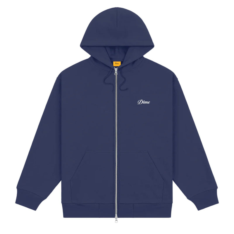 Dime Cursive Zip Hoodie - Night Blue