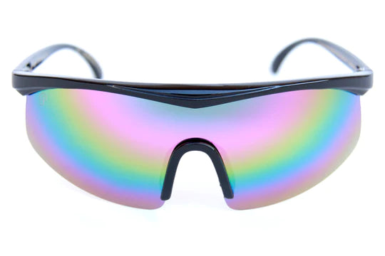 HAPPY HOUR - FIREBIRDS SHADES-  GLOSS BLACK/RAINBOW MIRROR/POLARIZED