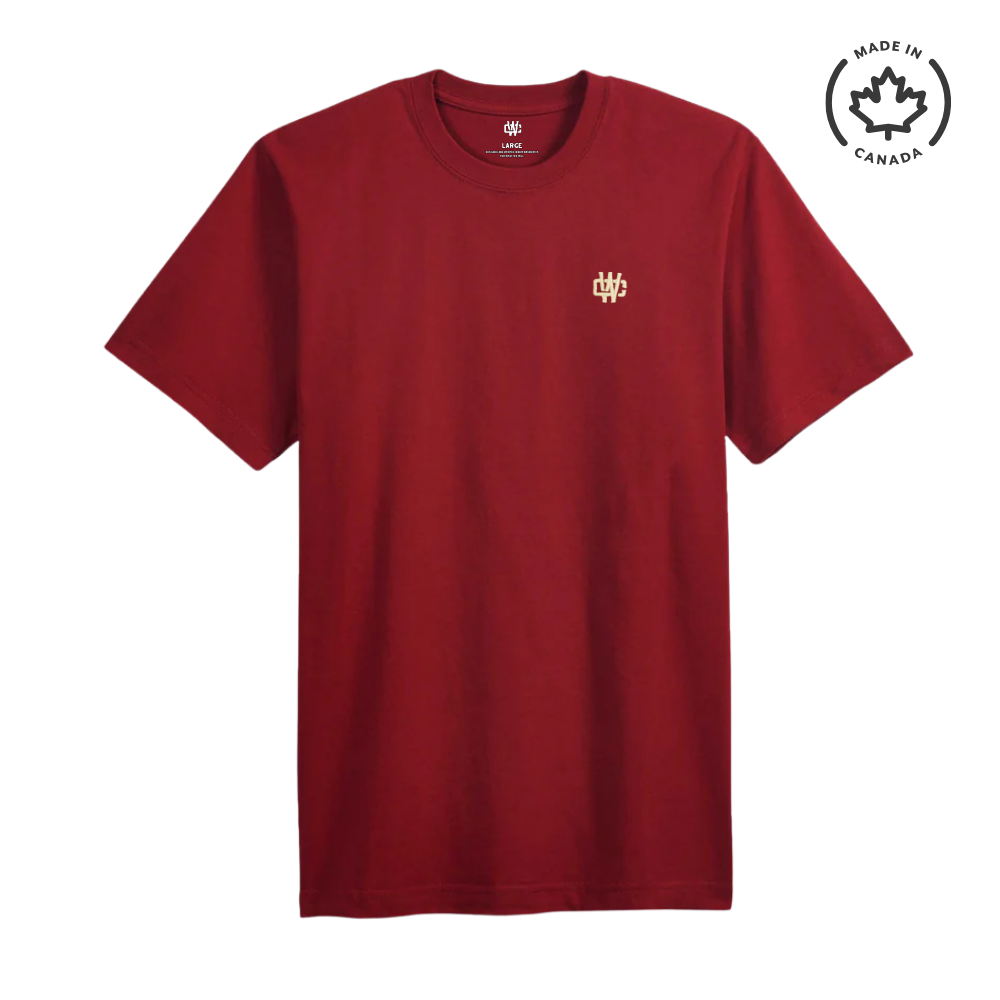 Working Class Monogram Embroidery Tee - Red/White Gold