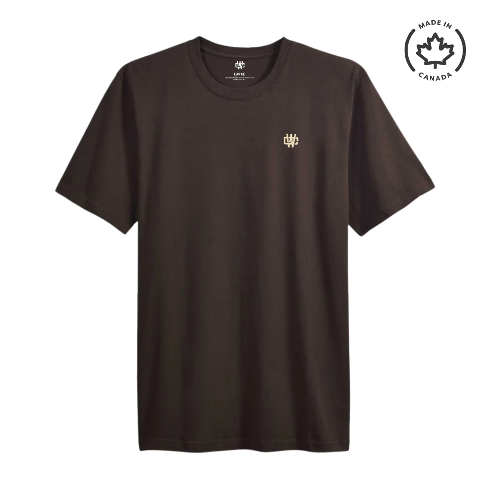 Working Class Monogram Embroidery Tee - Chocolate Brown/White Gold