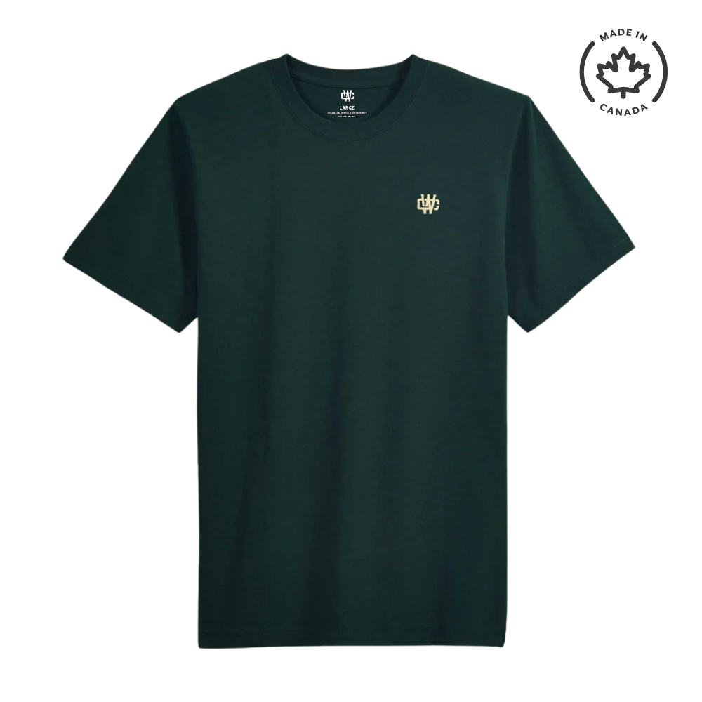 Working Class Monogram Embroidery Tee - Forest Green/White Gold