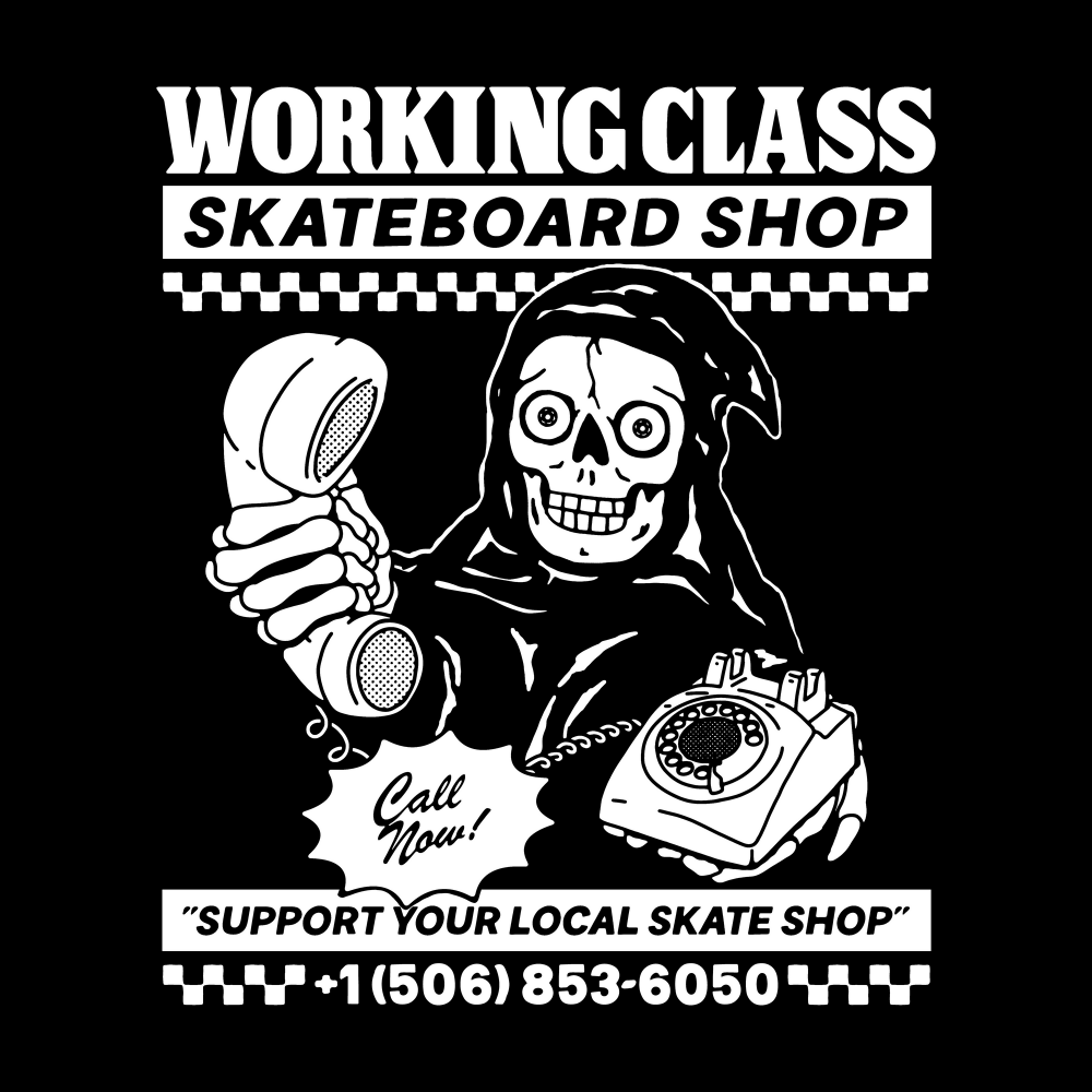 Working Class Skate Reaper Tee - Black/White