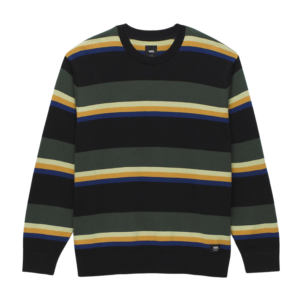 Vans Tacuba Strip Crew Sweater - Black/Deep Forest