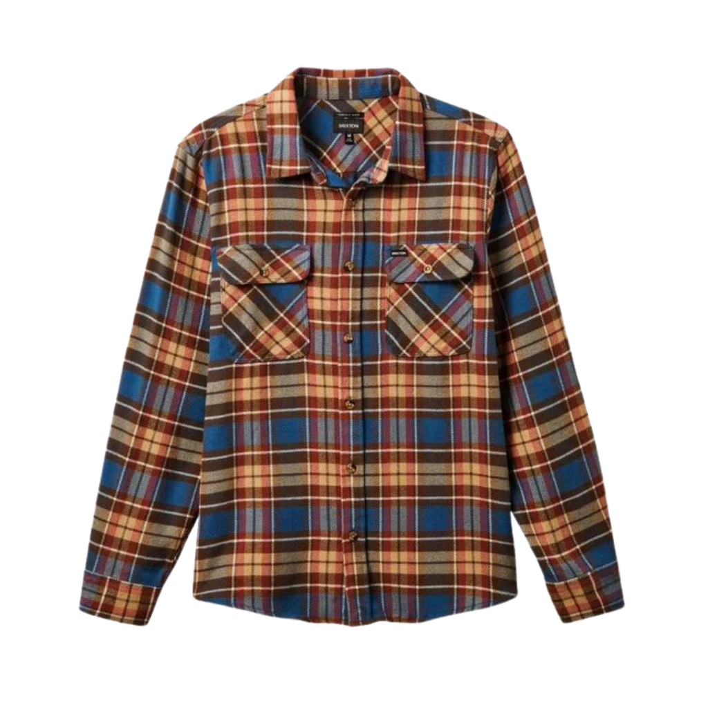 Brixton Bowery L/S Flannel - Ocean Blue/Palm Desert/Sand