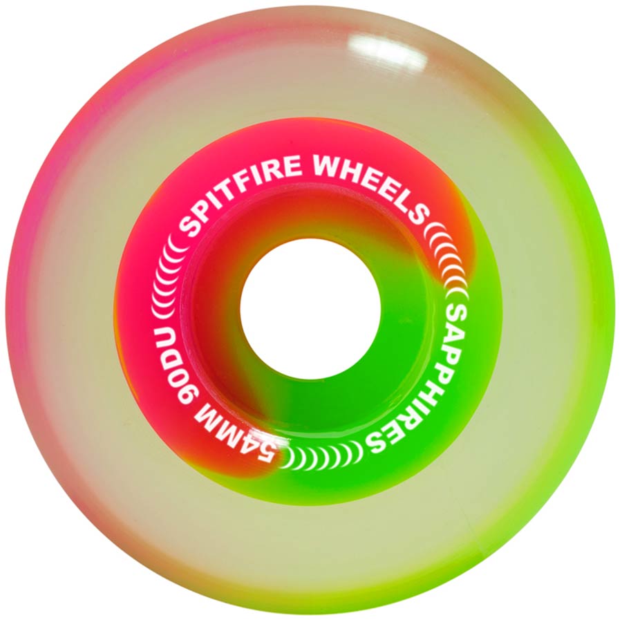 Spitfire Sapphire Neon Pink/Green Wheels - 54mm 90 duro