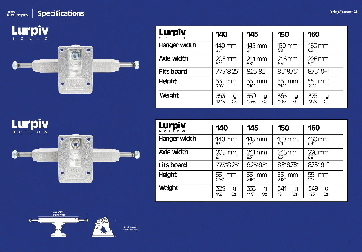 Lurpiv Hollow Trucks - Polished (140, 145, 150, 160mm)