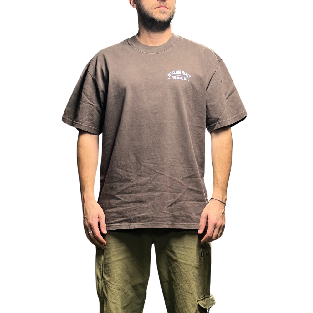 Working Class Heavy Provisions Tee - Faded Brown/White