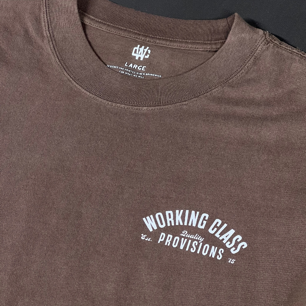 Working Class Heavy Provisions Tee - Faded Brown/White