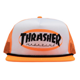 Thrasher Ellipse Mag Logo Rope Trucker Cap - Orange