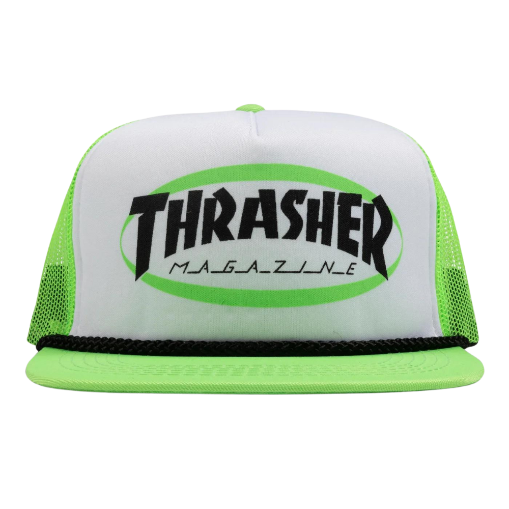 Thrasher Ellipse Mag Logo Rope Trucker Cap - Green