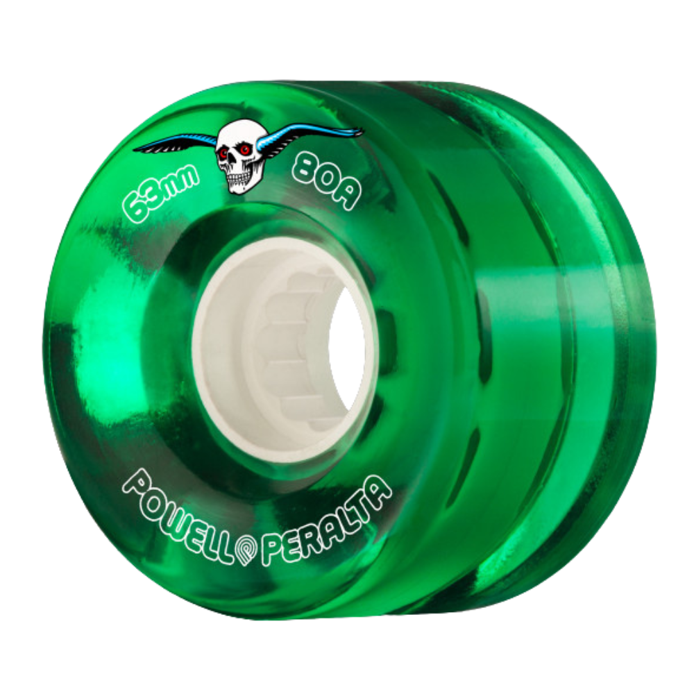 Powell Peralta Clear Cruiser Skateboard Wheels Green 63mm 80A 4pk