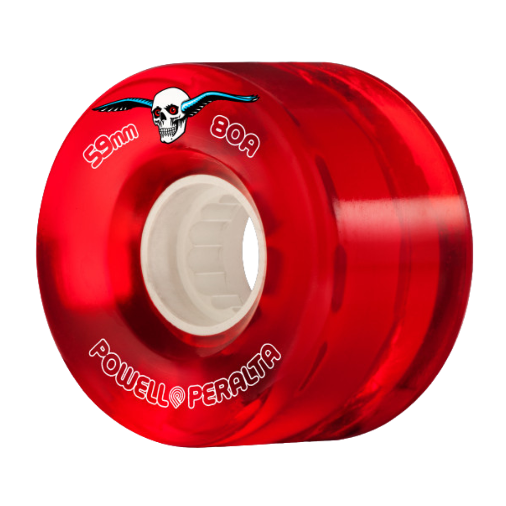 Powell Peralta Clear Cruiser Skateboard Wheels Red 59mm 80A 4pk