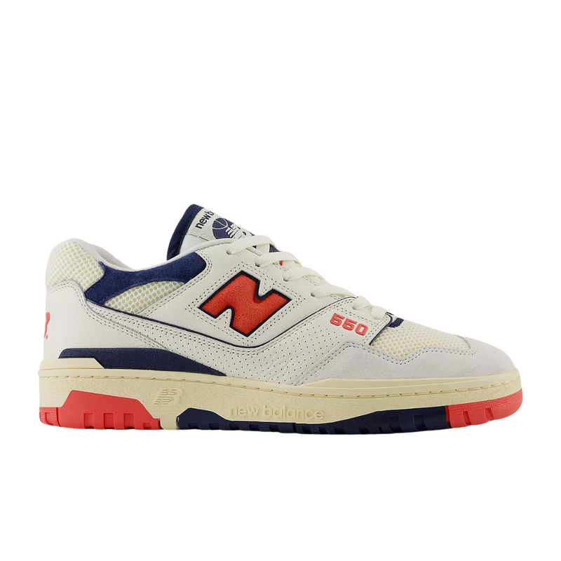 New Balance 550 - Sea Salt with Blast Red