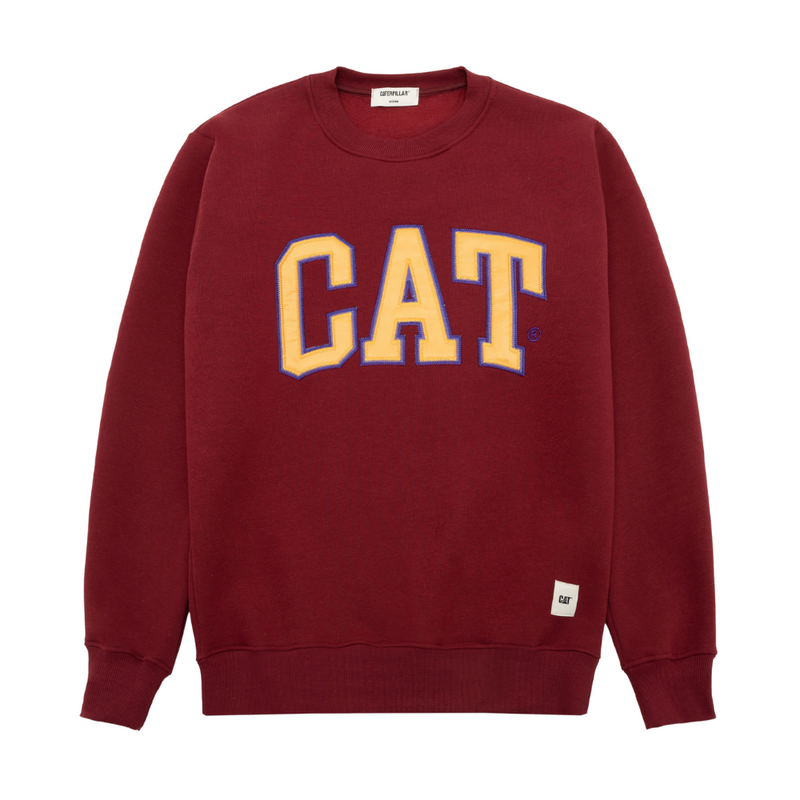 Cat WWR Varsity Crewneck - Maroon