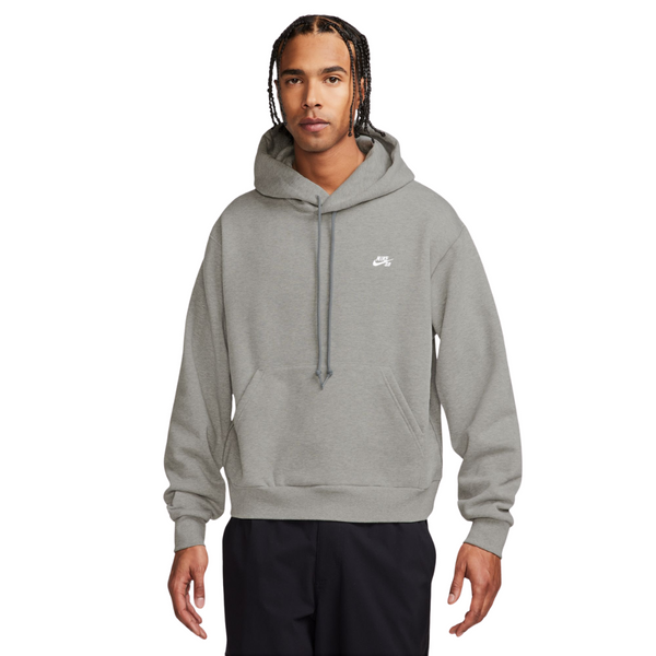 Nike SB Fleece Pullover Skate Hoodie - DK GREY HEATHER/WHITE