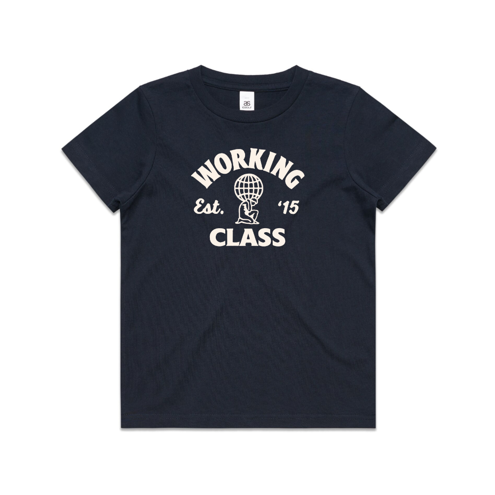 Working Class Atlas Kids Tee - Navy/Off White