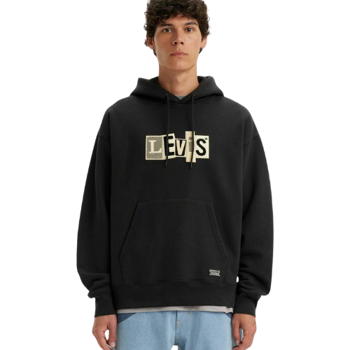 LEVI'S SKATE HOODED SWEATSHIRT CHENILLE PATCH - BLACK