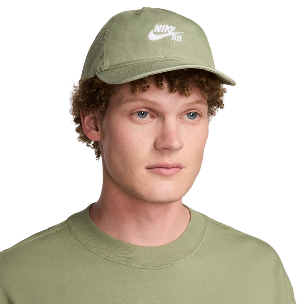 Nike SB Club Unstructured Skate Cap - Oil Green/White