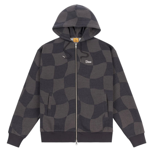 Dime Classic Checkmate Zip Hoodie - Charcoal