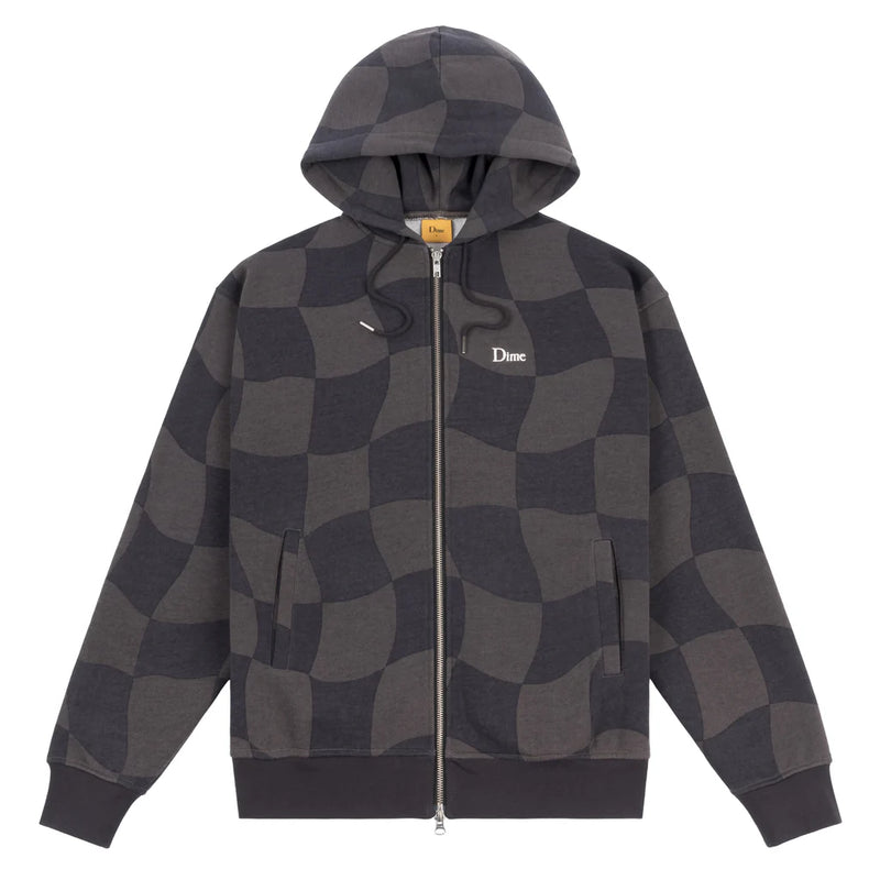 Dime Classic Checkmate Zip Hoodie - Charcoal