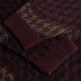 Dime Houndstooth Knit - Burgundy