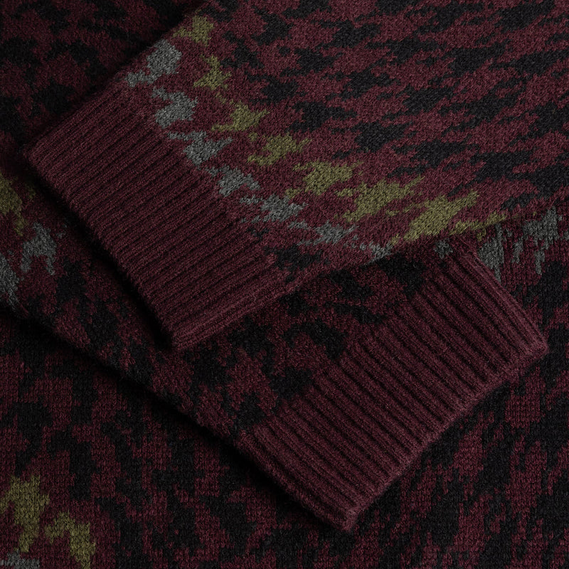 Dime Houndstooth Knit - Burgundy