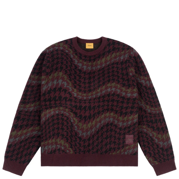 Dime Houndstooth Knit - Burgundy