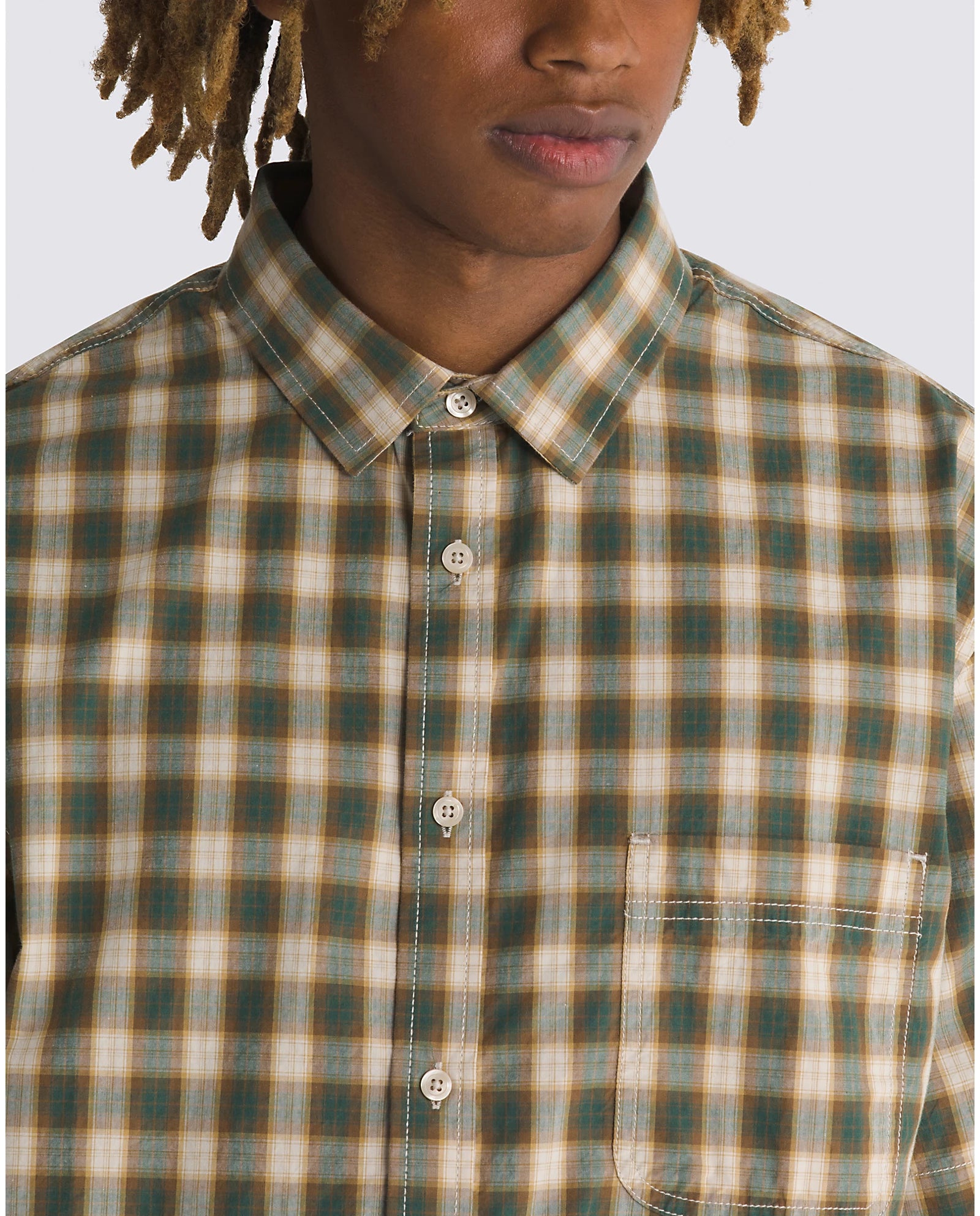 Vans Hadley Buttondown Shirt - Oatmeal/Bistro Green