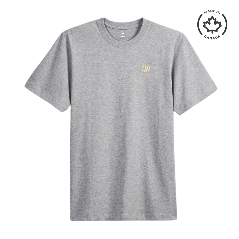 Working Class Monogram Embroidery Tee - Heather Grey/White Gold